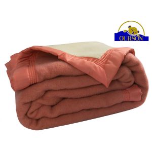 Home maison Couverture Pure Laine Vierge 600g-m2 bicolore Peche 220 x 240 cm