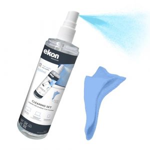 Ekon Display &eacute;crans Spray avec tissu en microfibre, 250ml, Kit de nettoyage pour moniteurs, ordinateurs portables, appareils photo, cam&eacute;scopes, MacBooks, t&eacute;l&eacute;viseurs, Smart TVs, Smartphones, Tablettes
