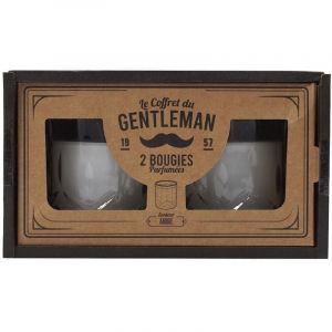 Coffret de 2 bougies parfum&eacute;es en verre style whisky, parfum ambre