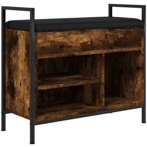 VidaXL Banc À Chaussures Chêne Fumé 65,5x32x57,5 Cm Bois D'ingénierie