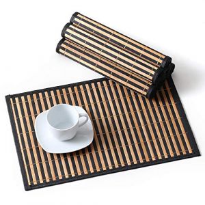 LOVECASA, Set de Table en Bambou 6 Pcs, Napperons Lavable, Antidérapant, Tapis de Table Résistant à la Chaleur