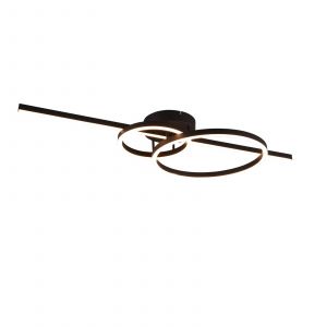 Trio Plafonnier LED Montilla 643010332, métal noir mat, acrylique, LED 54 Watt incluse, télécommande