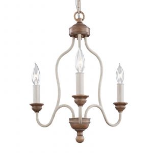 Image de Elstead Lighting Suspension Hartsville, craie lavée et imitation bois, 3 éclairages