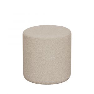 Pouf rond en tissu bouclette D34cm beige