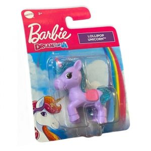 Barbie Mattel HFG34 Dreamtopia Lollipop Unicorn Paillettes Crinière Mini licorne Figurine de jeu pour enfants 5 cm Violet Petit (SoMulti, neuf)