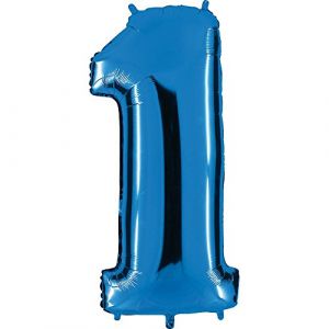 Ballon Nombre en bleu XXL Nombre g&eacute;ant 100cm pour anniversaire anniversaire & Co NEUF f&ecirc;te cadeau d&eacute;coration Ballon feuille ballon &agrave; gonfler Joyeux Anniversaire Nombre 1, 100cm