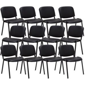 Lot de 12 chaises de visiteur Ken en similicuir noir