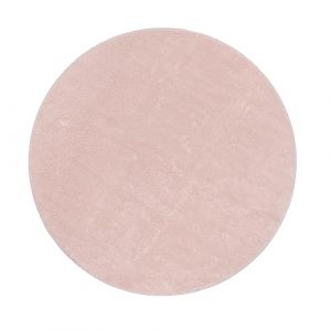 Paco Home - Tapis Rond Salon Tapis Poil Ras Moderne Moelleux Lavable Monochrome 120 cm rond, Rose