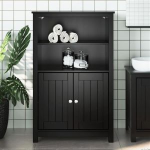 VidaXL Armoire de salle de bain berg noir 69,5x34x110 cm pin massif Black