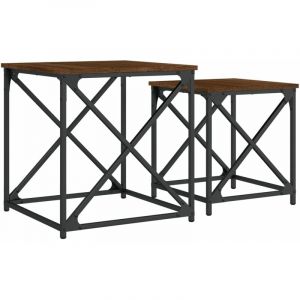 VidaXL Tables basses gigognes 2 pcs chêne marron bois d'ingénierie