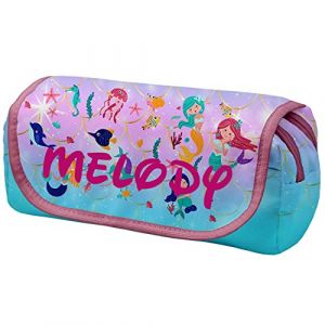 Trousse Scolaire Personnalisée Plumier à 2 Compartiments – Pochette Multifonction Trousse à Stylo Sirènes