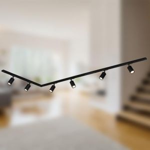 BRILONER - Système de rail Rail, set complet, 6x GU10 spots orientables, forme L, système de rail lumineux pour plafond, rail pour spots, plafonnier, lampe de plafond, spotlight, 3m, noir