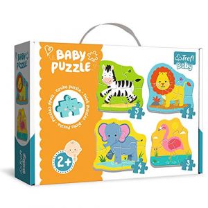 Trefl Baby Puzzle 4 en 1 mod&egrave;le Les Animaux Sauvages 3-4-5-6 pi&egrave;ces, 36073, Multicolore