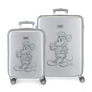 Mickey 100 Valise Set Gris 55/68 cm ABS Rigide Serrure à Combinaison Latérale 104L 6 kgs 4 Double Roues Bagage à Main