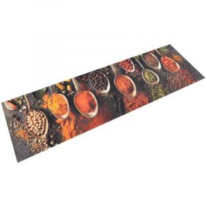 Image de Tapis de cuisine lavable impression cuillère épices 45x150 cm