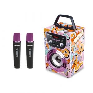 WorldBrands Karaoké Enfant - Magic Melody - 2 Microphones sans fil - Portable - Design Rose