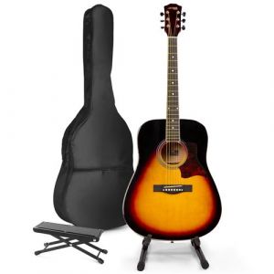 Max SoloJam Western guitare acoustique avec support de guitare et repose-pieds - Sunburst