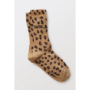 Chaussettes Crew Chaton Leopard Beige/marron