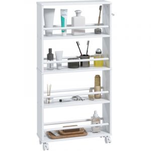 Homcom Chariot de rangement 4 niveaux - desserte à roulettes - cuisine ou salle de bain - blanc
