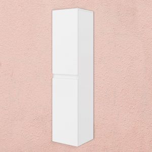 Kiamami Valentina Colonne De Salle De Bain Suspendue Avec 2 Portes Blanc Brillant