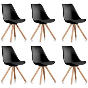 Lot De 6 Chaises Scandinaves Noires - Helsinki
