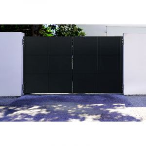 Casanoov - Portail acier battant 3,5m nali H.200cm noir mat