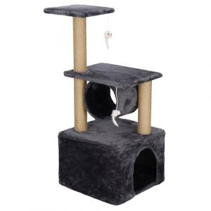 SPRINGOS Arbre à chat, niche, 2 plateformes, souris de jeu, 62 cm