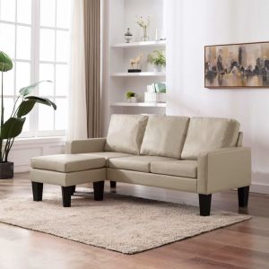 VidaXL Canapé à 3 places avec repose-pied Cappuccino Similicuir
