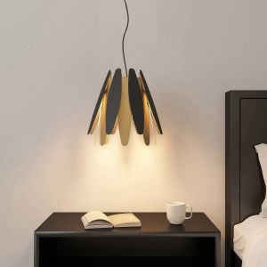Suspension à intensité variable 'Lounit' en métal pour salon & salle à manger - noir, doré