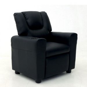 M&S Fauteuil de relaxation manuel pour enfant 61x42x65 cm en pu noir