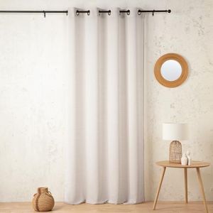 LINDER Voilage uni Doux en Laine - Tiss&eacute; et Teint en France - Style Naturel - &Eacute;cru - &oelig;illets Canon de Fusil - 140x240cm - 43% Laine 26% Polyester 13% Coton 18% Polyamide - Collection M&eacute;lolaine