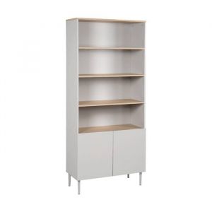 Etag&egrave;re. biblioth&egrave;que m&eacute;tal et d&eacute;cor bois 6 niveaux beige et naturel - Ashton