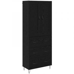 VidaXL Haut Armoire Ch&ecirc;ne noir 69,5 x 34 x 180 cm Bois d'ing&eacute;nierie