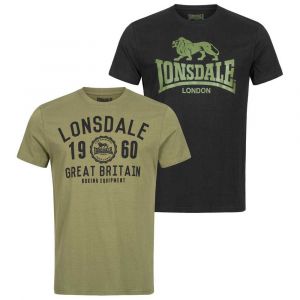 Lonsdale T-shirt à Manches Courtes Bangor 2 Unités XL Black / Olive