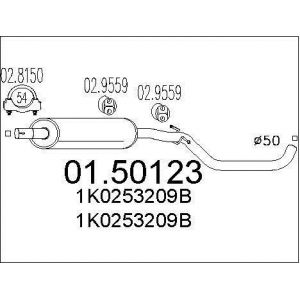 Image de MTS Silencieux Intermédiaire 01.50123 Silencieux Central,Echappement Intermediaire VW,AUDI,SEAT,GOLF V 1K1,GOLF PLUS 5M1, 521,A3 8P1,A3 Sportback 8PA