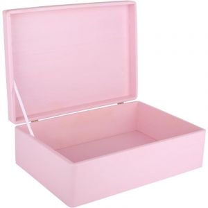 Creative Deco Boite Rangement en Bois Rose 40 x 30 x 14 cm Boîte en Bois Coffre BRUT