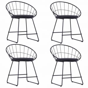 VidaXL Chaises de salle à manger Similicuir 4 pcs Noir Acier
