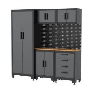 Vito Armoire garage Atelier 8 Eléments Modulables Gris Anthracite Pré-montés Combo VIAGC