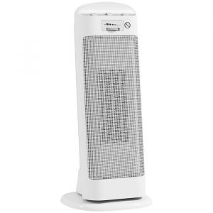 Image de Homcom Chauffage d'appoint en céramique 2000 W, radiateur électrique soufflant avec 4 modes, thermostat, oscillation 55°, protection anti-basculement et anti-surchauffe pour chambre, bureau, blanc