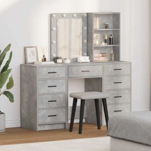 VidaXL Table de Toilette 3 pcs Gris 40 x 41 x 135 cm Bois d'ing&eacute;nierie