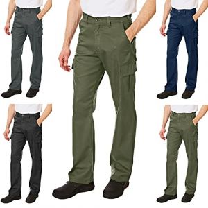 Lee Cooper Pantalon de Sécurité Classique Multi-Poches pour Hommes, Vert Kaki, 42W/31L (Régulier)