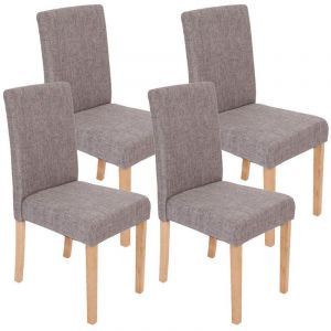 Décoshop26 Lot de 4 chaises de salle à manger en tissu gris pieds clairs CDS04118
