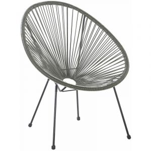 Beliani Fauteuil spaghetti en rotin gris foncé pour intérieur et extérieur ACAPULCO II