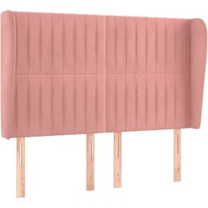 VidaXL Tête de lit avec oreilles Rose 147x23x118/128 cm Velours - Pink