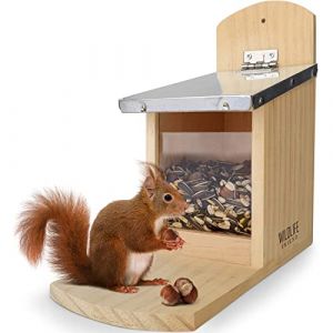 WILDLIFE FRIEND I Mangeoire Écureuil Exterieur - avec Toit en Métal I Distrubuteur de Nourriture Écureuils, Maison Écureuil - Statio