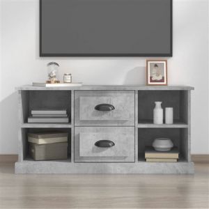 VidaXL Meuble TV, Armoire de Télévision avec 4 Compartiments et 2 Tiroirs, Meuble Télé Salon Salle de Séjour, Moderne, Gris Béton Bois d'Ingénierie