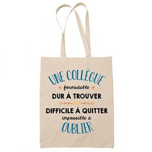 Planetee Tote Bag Formidable Collègue Beige| Idée Cadeau Travail Boulot Métier Départ Retraite Collègue Femme Sac Cabas Réutilisable