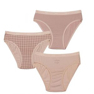 DIM Femme Les Pockets Coton Doux Confortable X3 Slip, Vichy / Mauve / Baby Mauve, 14 Ans EU