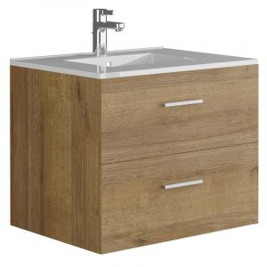 Meuble de salle de bain suspendu avec simple vasque - Coloris naturel clair - 60 cm - KAYLA