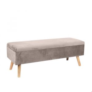 Relaxdays Banc en velours, rangement, H x L x P : 40 x 110 x 40 cm, pieds en bois, banc coffre rembourr&eacute; pour chambre.